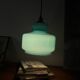 Suspension lustre globe in blue opaline glass from the 1970s.