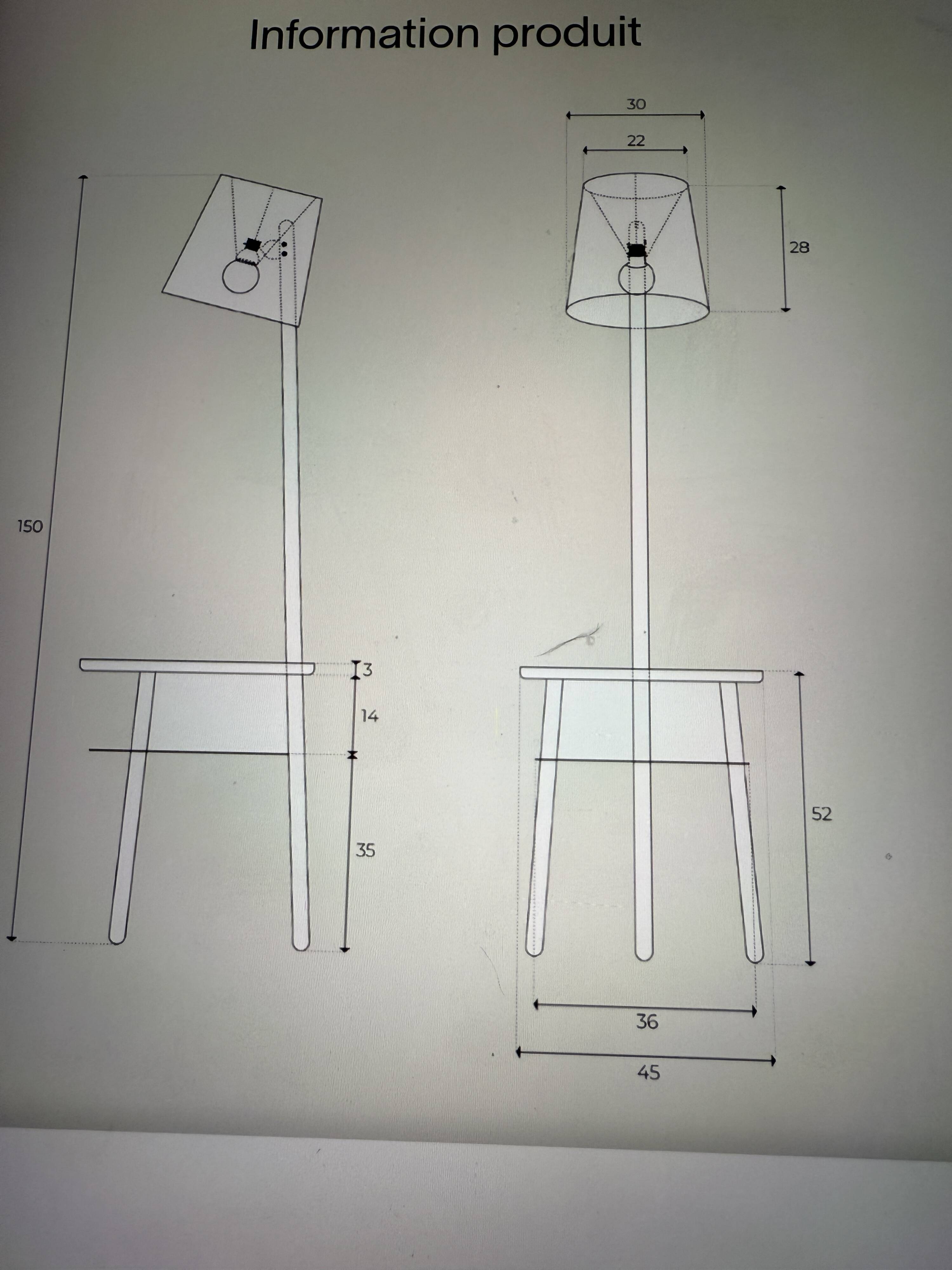 Table d'appoint, lampadaire Josette par Hartô