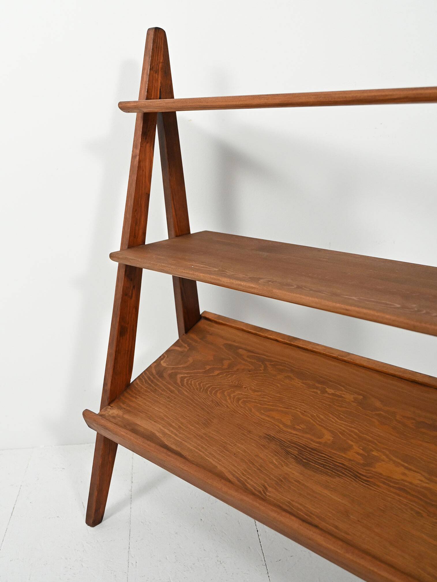 Small 1950s Scandinavian bookcase with magazine rack