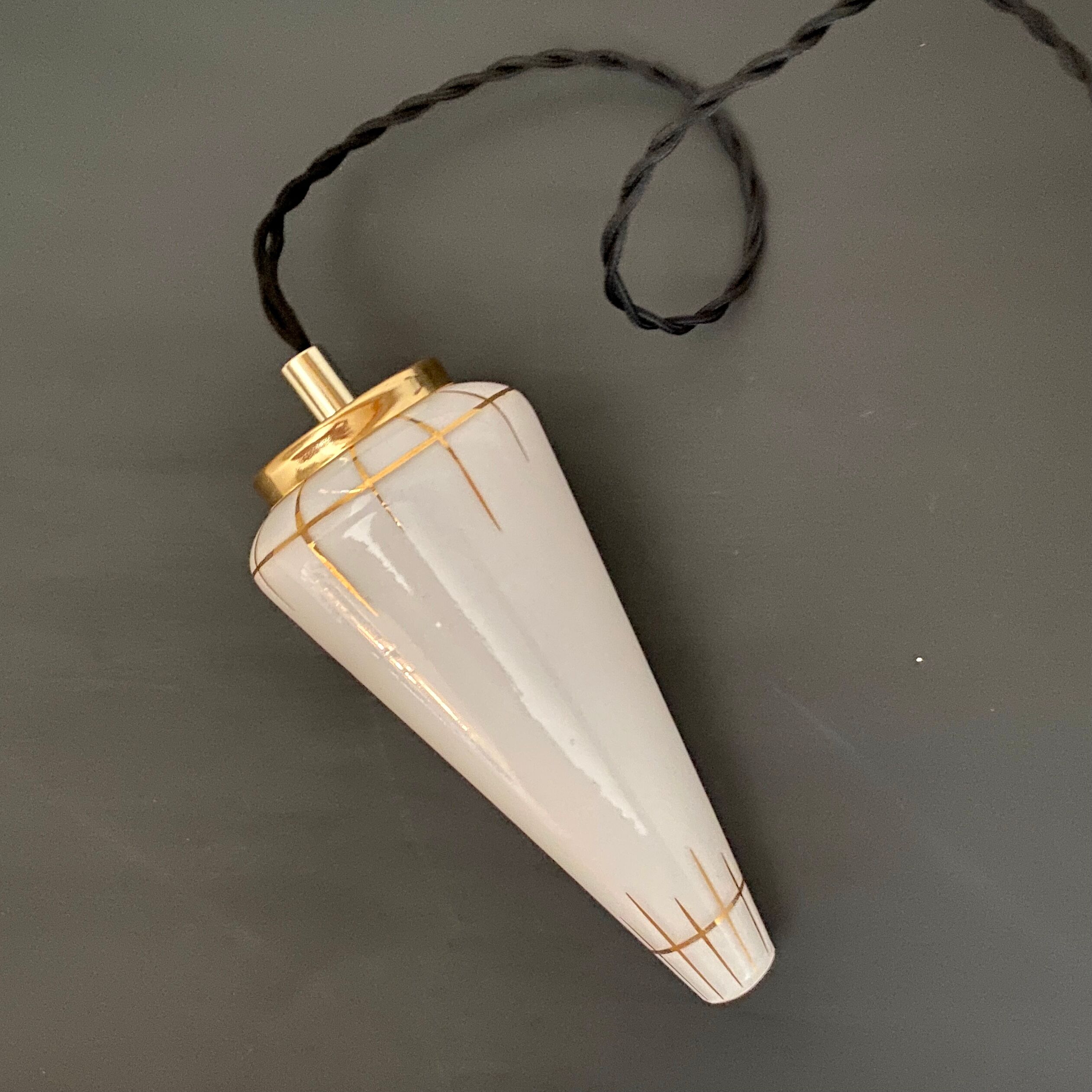 Vintage art deco globe pendant lamp in opaline