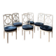 Set of 6 lyre chairs from the Napoleonic III period in painted wood in the Louis XVI style.