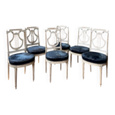 Set of 6 lyre chairs from the Napoleonic III period in painted wood in the Louis XVI style.