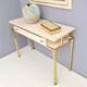 Postmodern pale pink formica and brass console with wall mirror, italy
