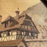 Service tray in marquetry