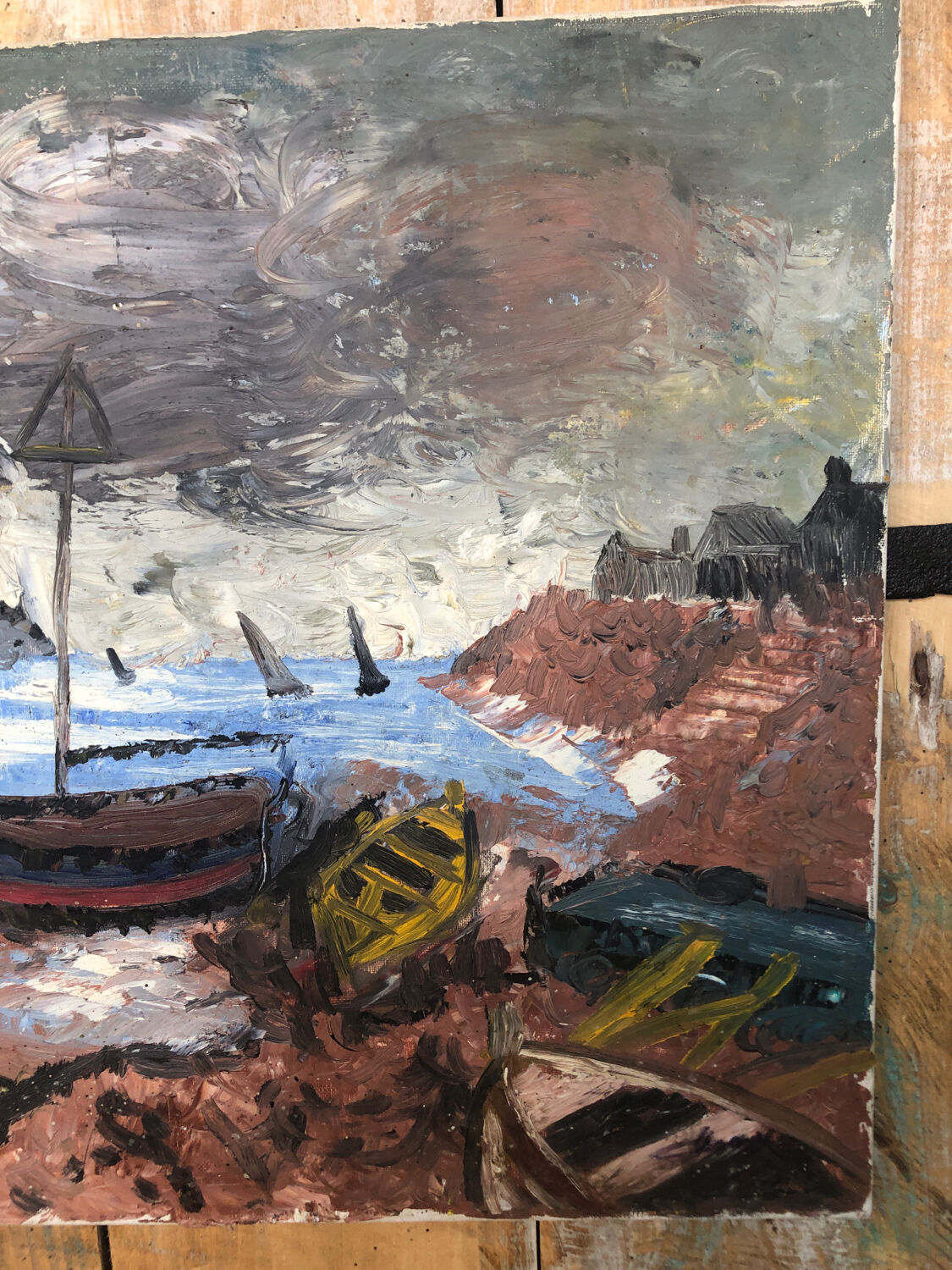 Oil painting on canvas THE TORMENT 1982 Vintage #A216