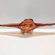 Vintage rusty orange sommerso murano glass bowl / centerpiece, italy