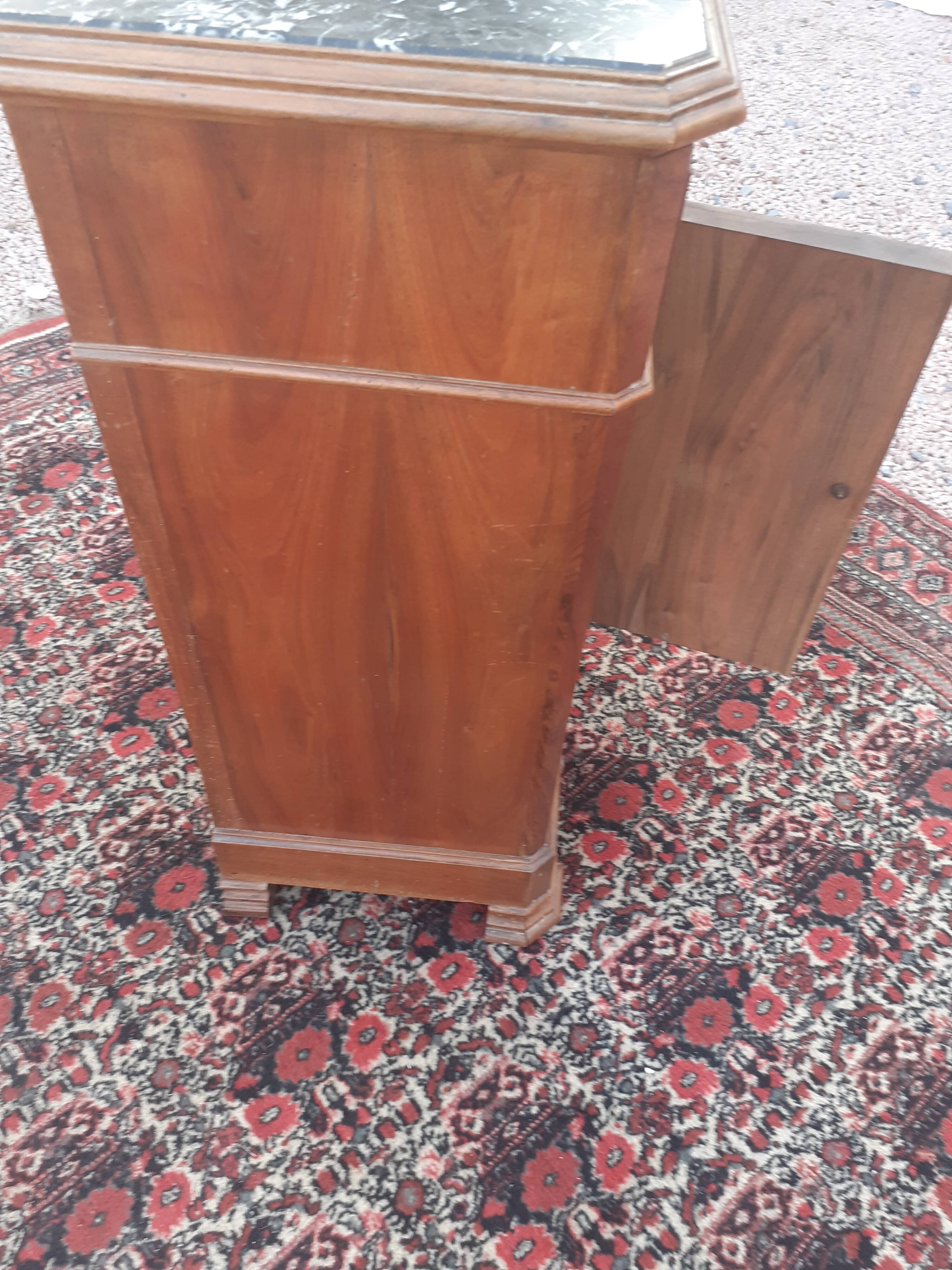 Louis Philippe style bedside table with black marble top