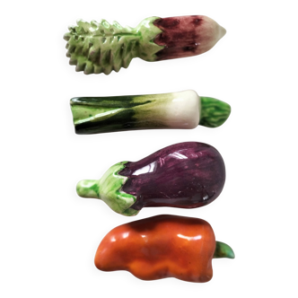 4 porte-couteaux vintage en barbotine Caffarelli (Italie)