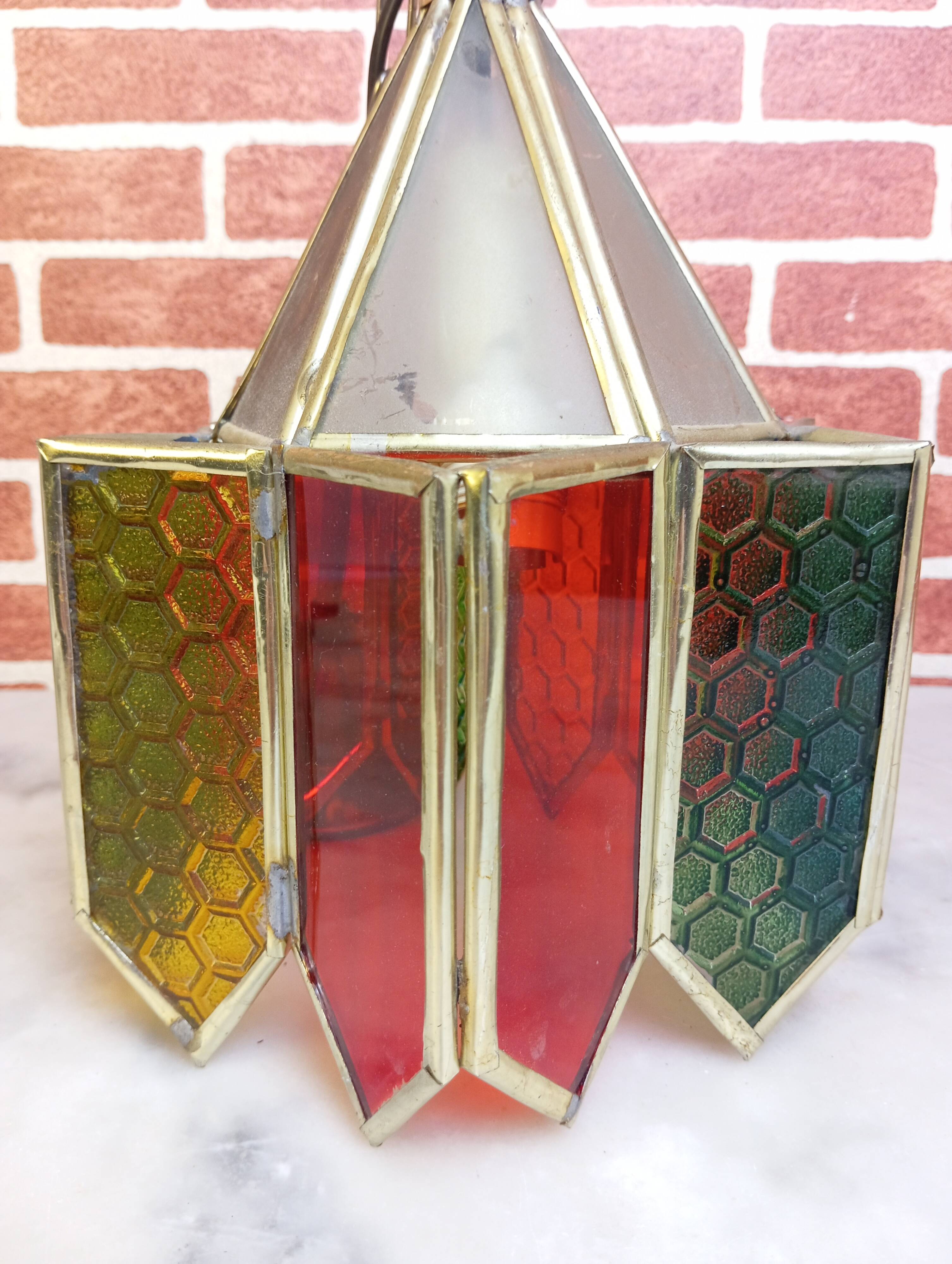 Glass and metal chandelier