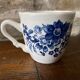 Cup and saucer earthenware Sarreguemines D.V. country décor and blue flowers