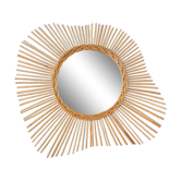 Miroir soleil en rotin années 70