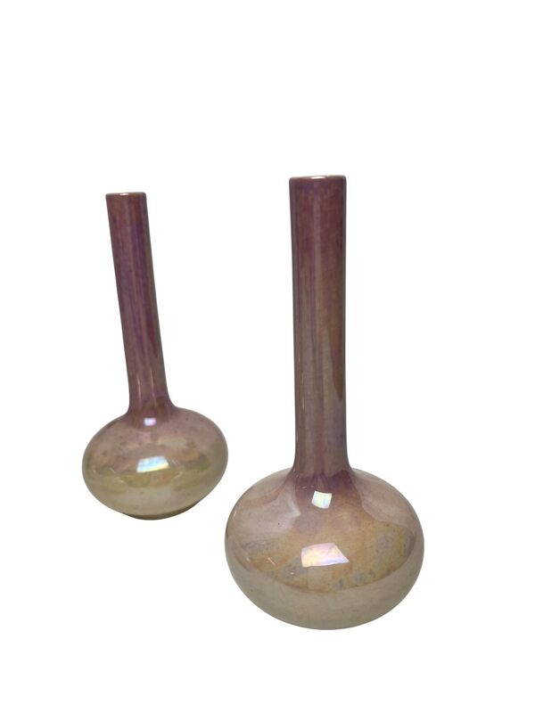 Art nouveau, série vases soliflores faïence Sarreguemines vers 1900