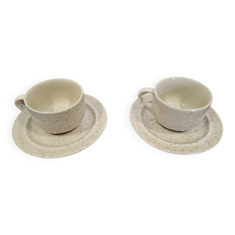 2 cups with saucers in enamelled stoneware