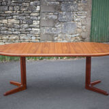 Round dining table extendable 2 extensions, vintage teak table, interior decoration