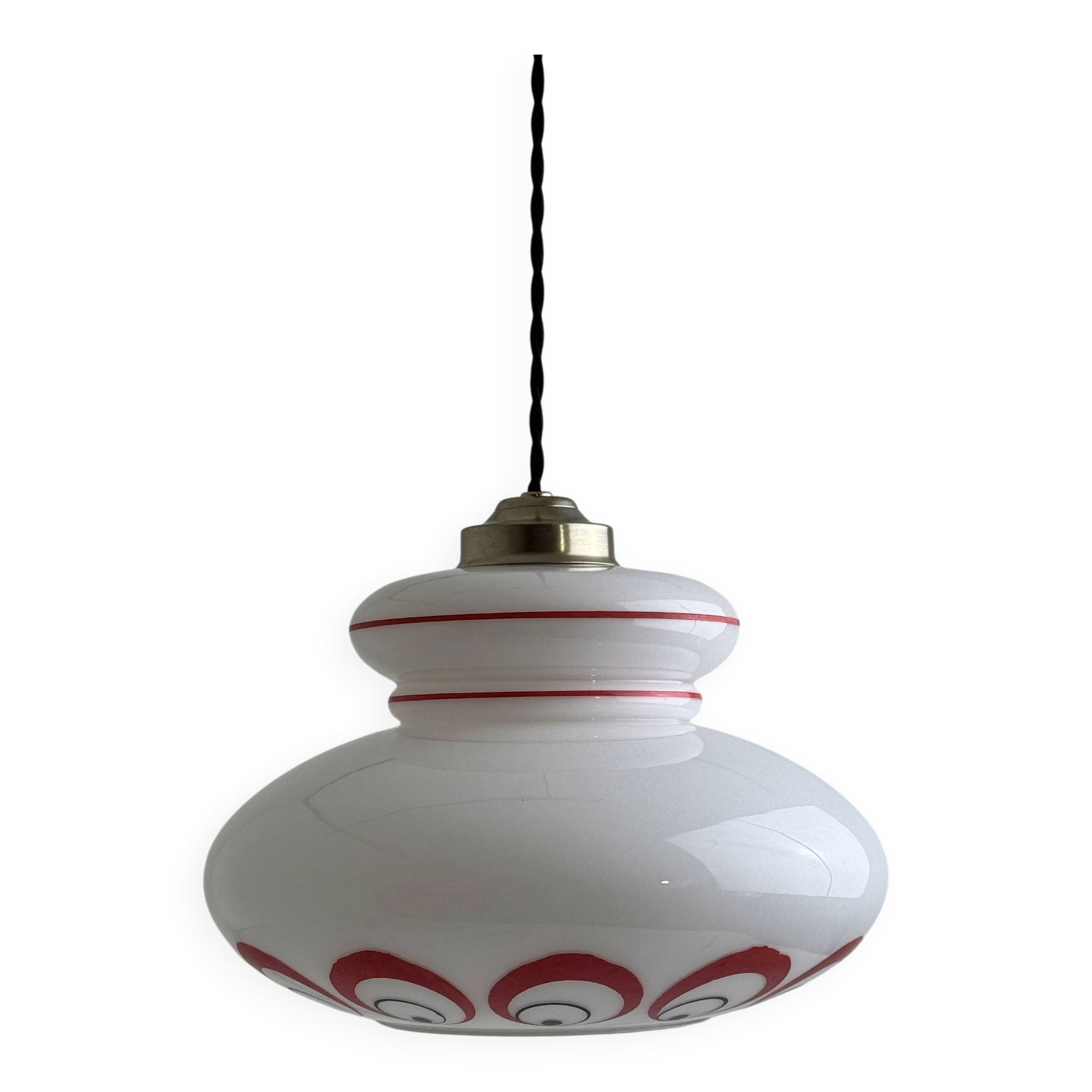 Vintage opaline suspension light from the 1970s