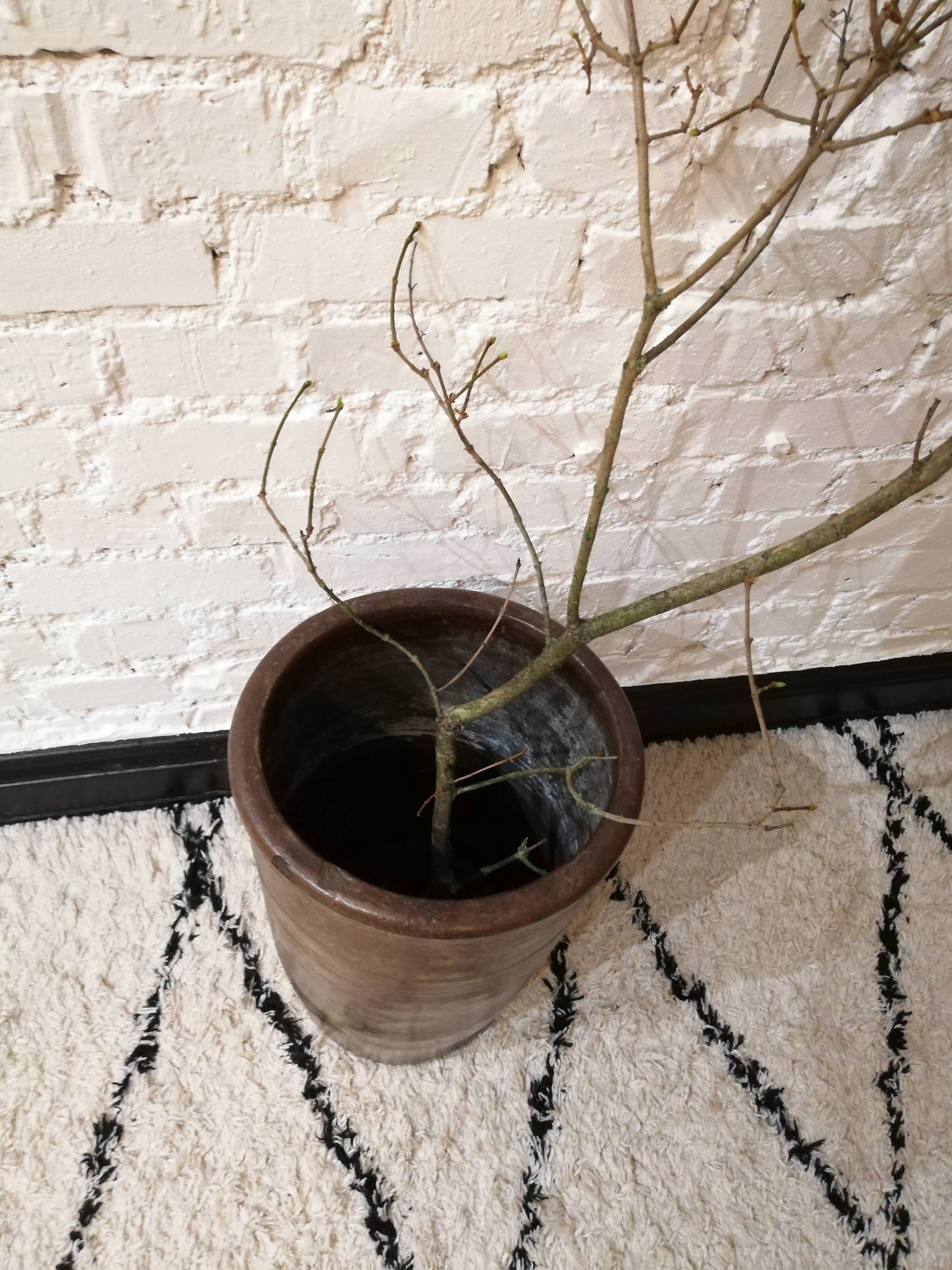 Brown glazed stoneware pot