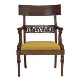 1920-30s, carved wood armchair, design after Georges Jacob, reupholstered.