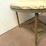 Louis XVI style pedestal table in brass and marble XX century