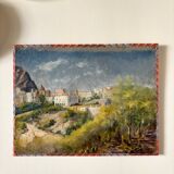 Peinture à l'huile sur toile "Village et forêt" n°9