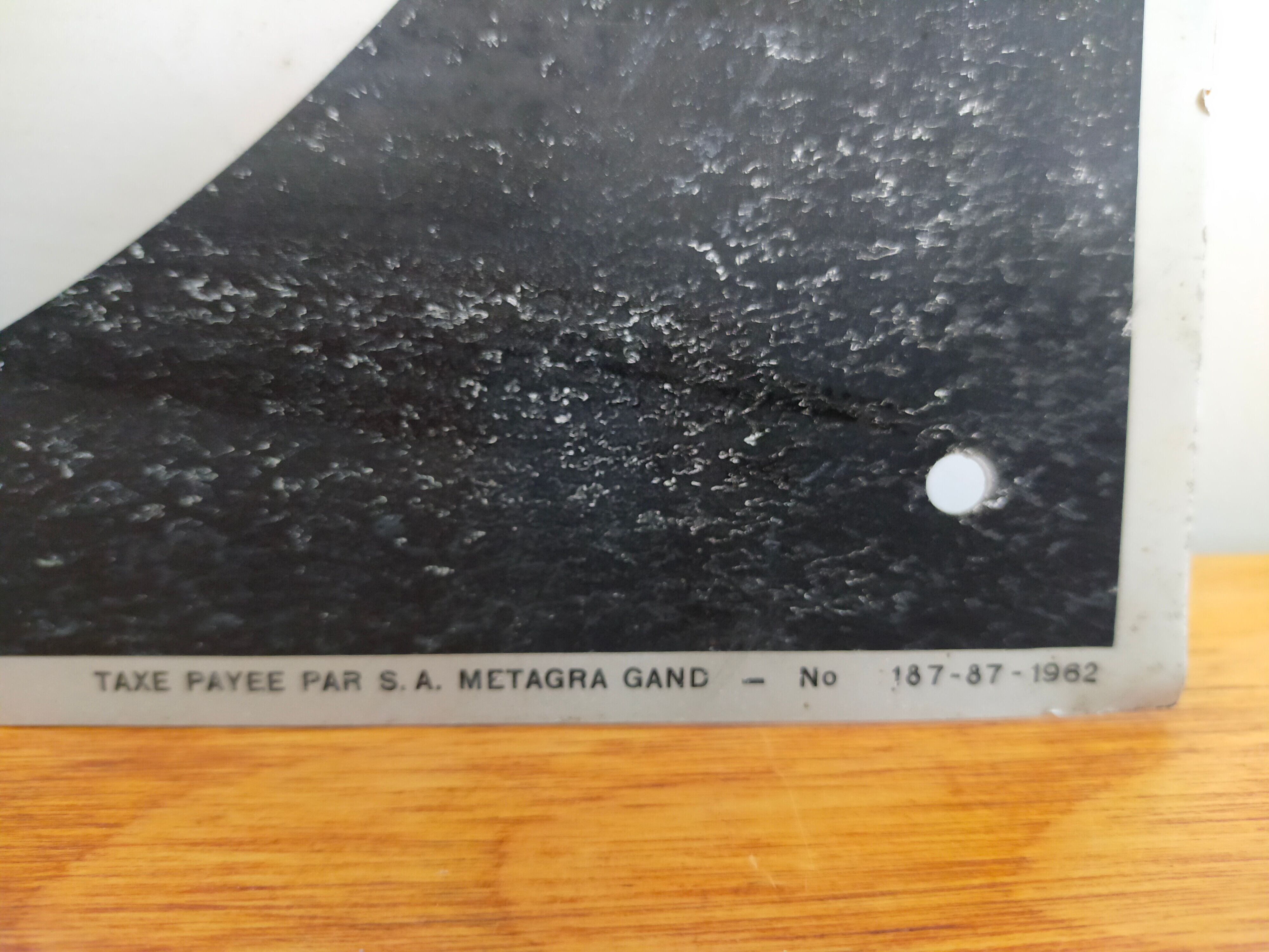 Vintage metal plate deposit supergaz 60s industrial