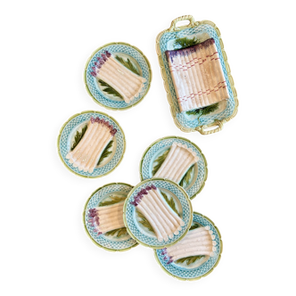 Service à asperges ancien en barbotine