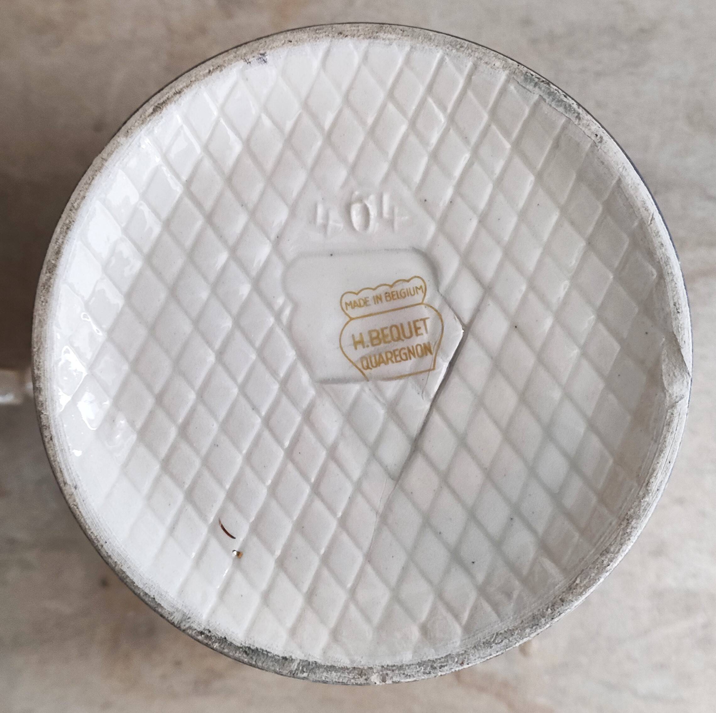 Pair of peacock vases by Hubert Bequet - Pearly ceramic - Belgium - 60s