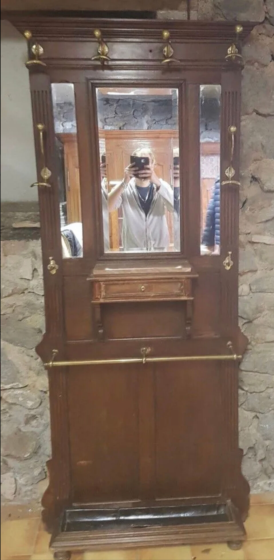 Wooden and brass cloakroom