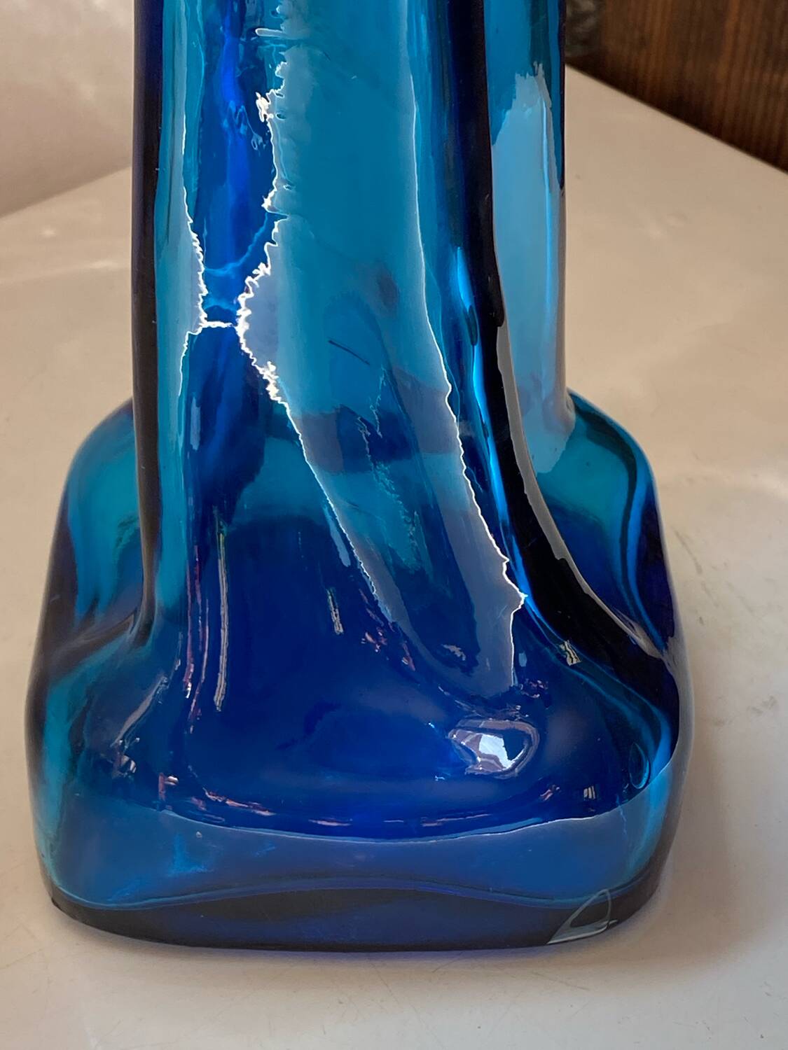 Blue glass vase, 1960s, Gunther Lambert