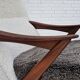 1960s, Scandinavian design, reupholstered armchair, furniture fabric, genuine sheepskin, teak.