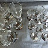 2 series of vintage glasses with black stems from the 1930s.