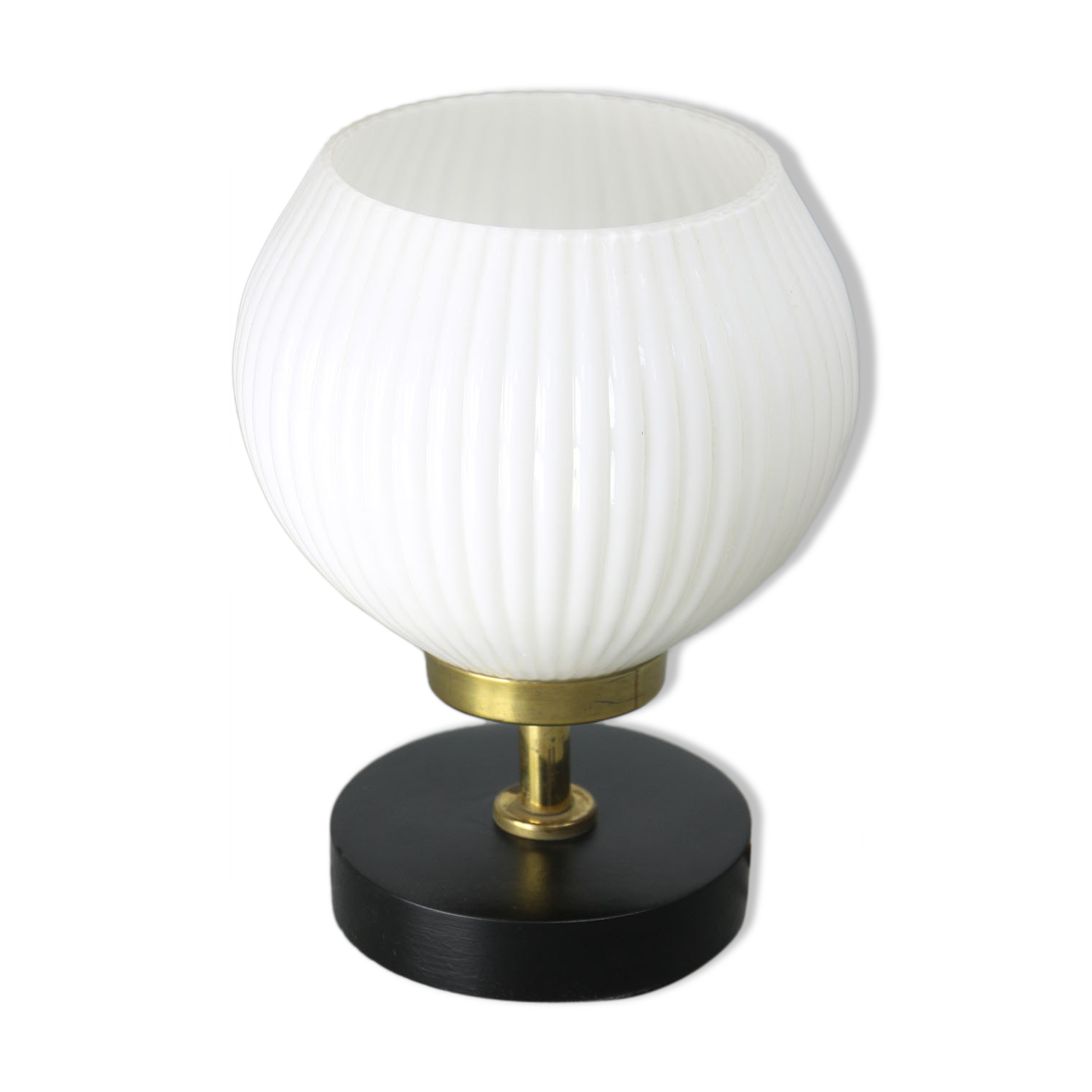 Mid-century brass & opaline table lamp