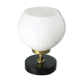 Mid-century brass & opaline table lamp