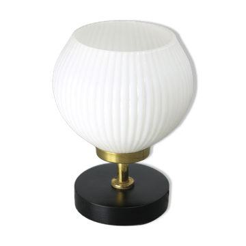 Mid-century brass & opaline table lamp