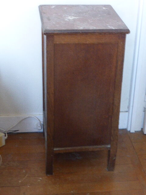 Nightstand wood and pink marble, art deco