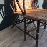 Long wicker and rattan armchair 1950