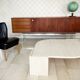 Table basse Roche Bobois forme œil en travertin 1970/80