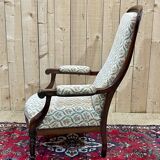 19th century Voltaire armchair in walnut - L=68cm, D=78cm, H=1m07, seat H=40cm.