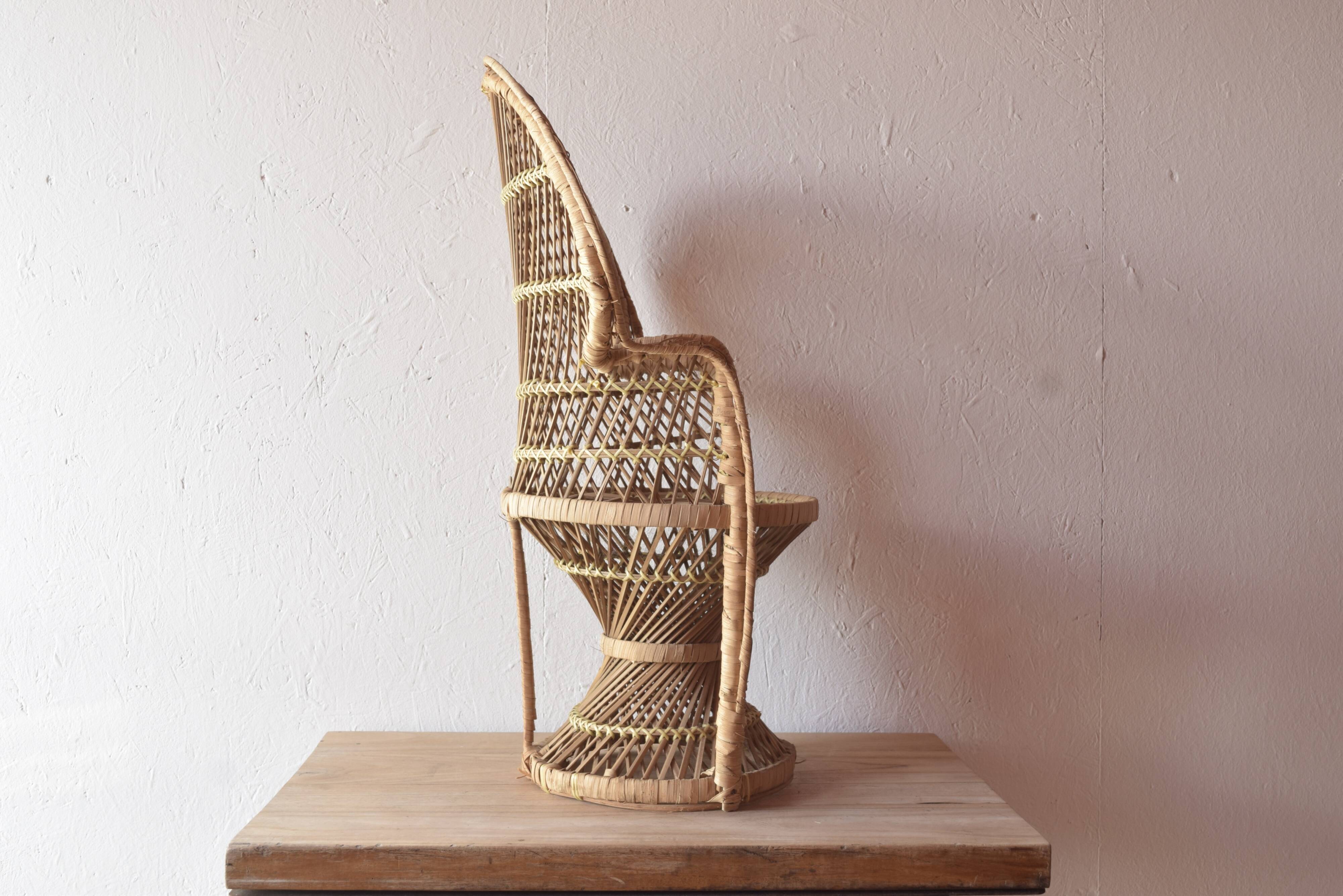 Miniature Peacock Armchair - Large Emmanuelle Rattan Doll Armchair - 65 cm