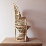 Miniature Peacock Armchair - Large Emmanuelle Rattan Doll Armchair - 65 cm