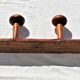 Coat rack 4 old wooden hooks bamboo style around 1900/1930