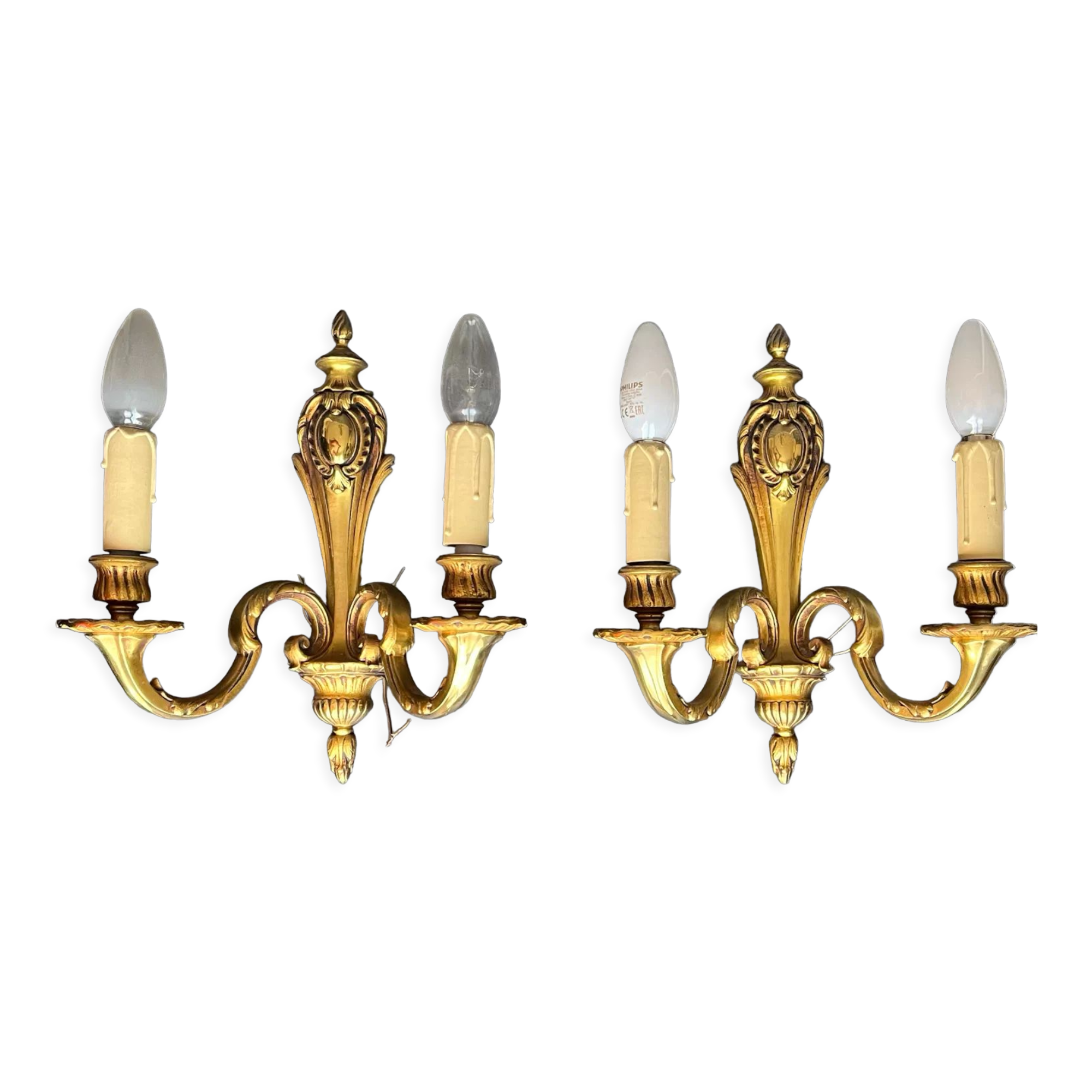 Pair of gilded bronze sconces