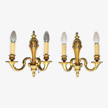 Pair of gilded bronze sconces