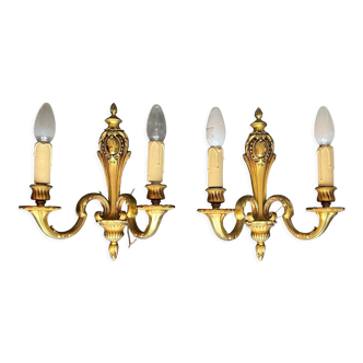 Pair of gilded bronze sconces