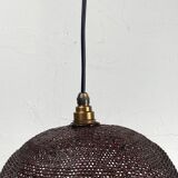 Beehive webbing rattan wicker pendant hanging lamp, 1930s