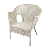 Fauteuil osier et rotin blanc