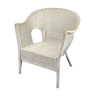 Fauteuil osier et rotin blanc