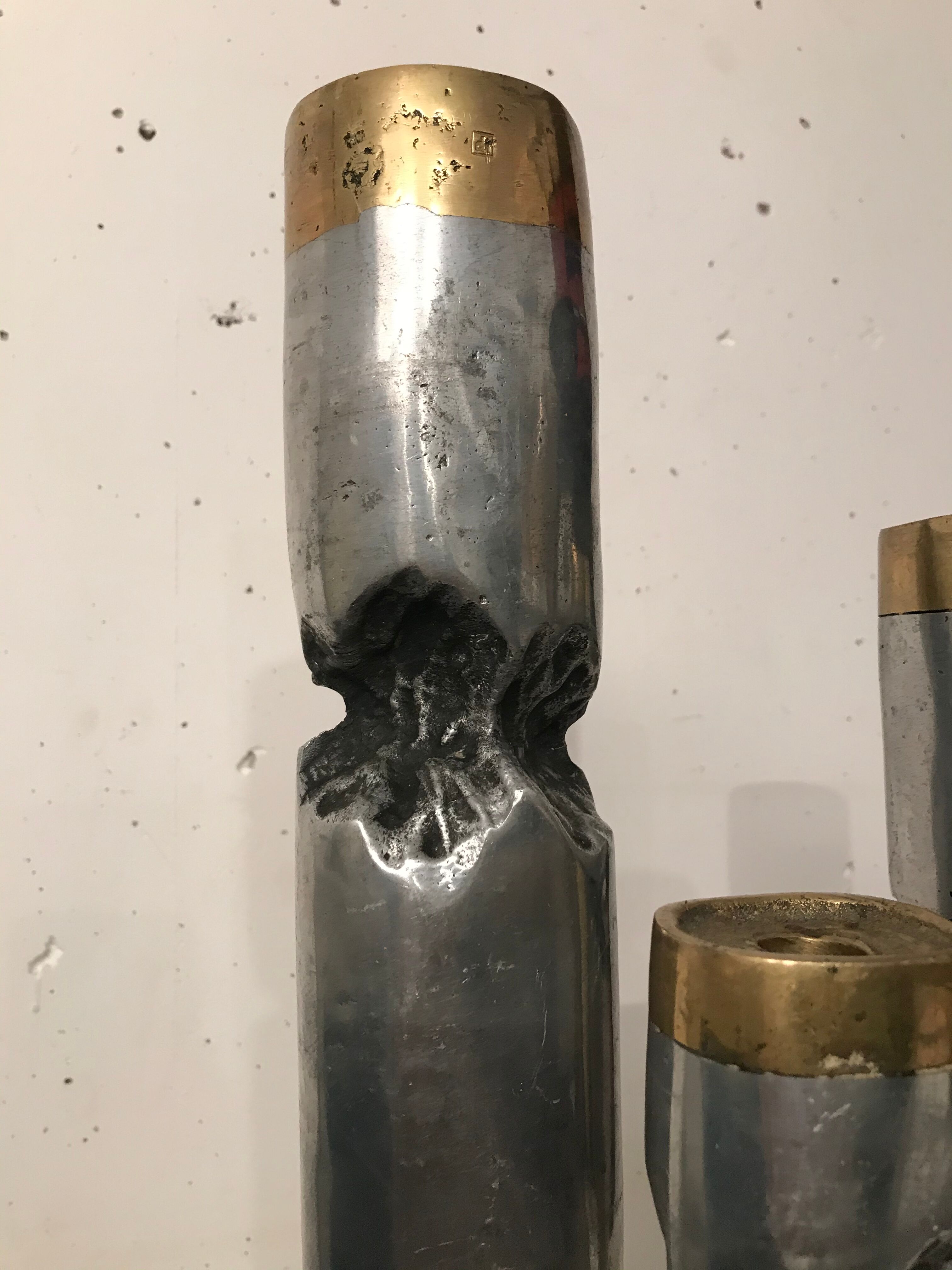 Ensemble de trois bougeoirs brutalistes, David Marshall, 1970