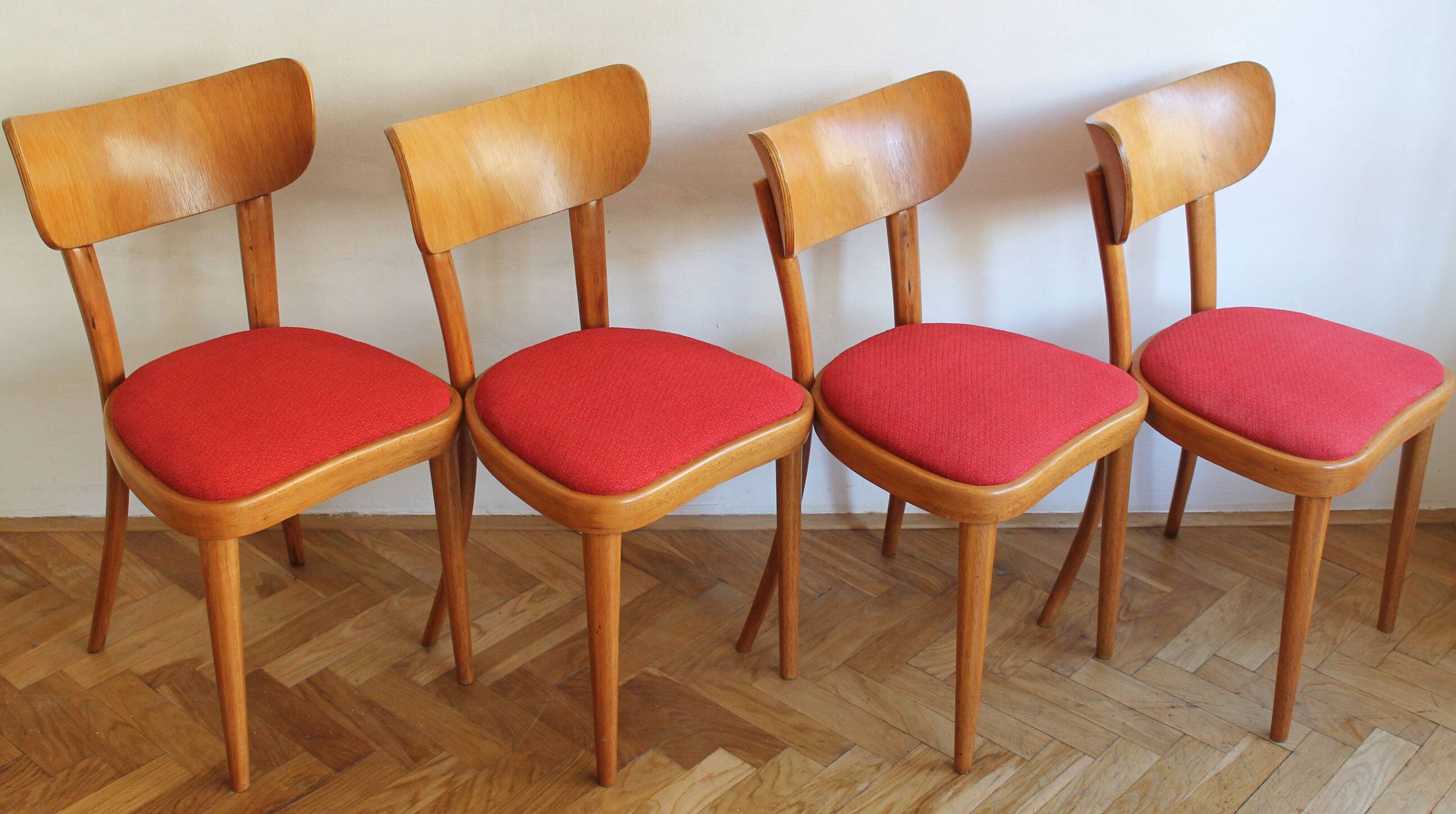 Set of Four Thonet Dining Chairs, Late 1940s