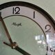 Vintage formica clock silent asymmetrical wall pendulum "Kienzle green"