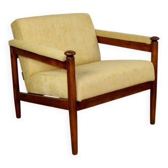 Classic PRL vintage loft armchair 70s yellow cream gold